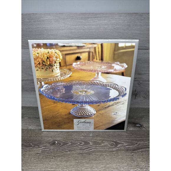 Vintage Gorham Emily's Attic Collection Pink 13” Footed Cake Plate Stand hobnail - Picture 1 of 11